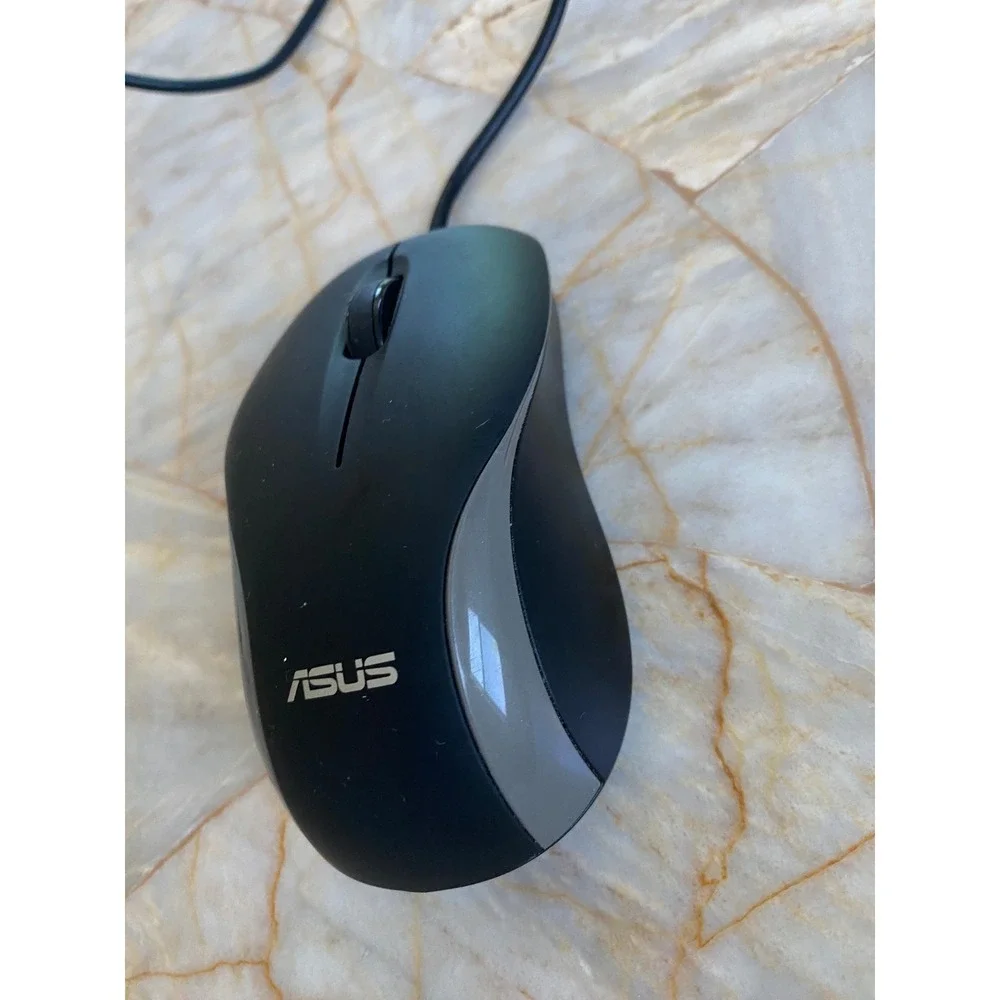 ASUS MOEWUO Wired Optical USB Mouse Black Grey 3 Button Scroll Wheel
